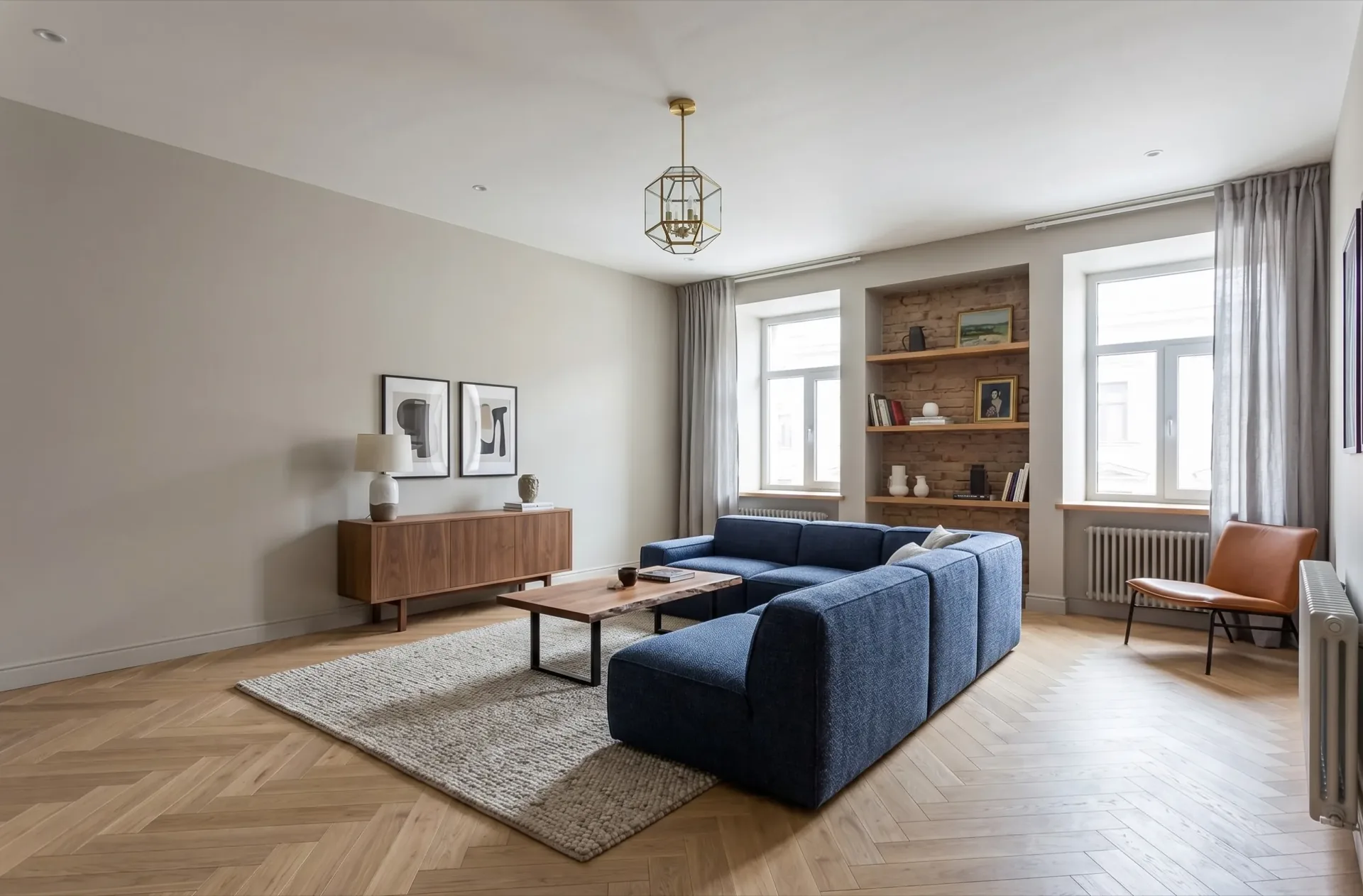 Pièce à vivre rénovée par RNM Paris 6 à Paris 6